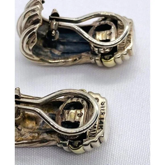 David Yurman Triple Cable Two-toned Clip-On Earrings 14K Sterling 925